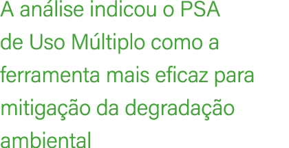 A an lise indicou o PSA de Uso M ltiplo como a ferramenta mais eficaz para mitiga o da degrada  o ambiental