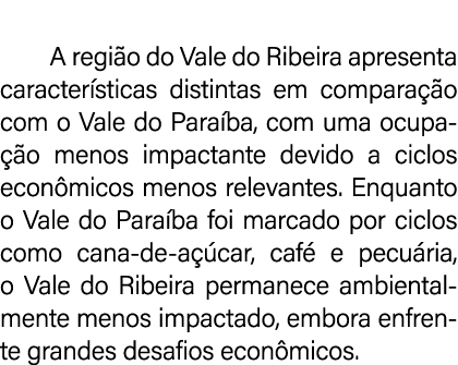  A regi o do Vale do Ribeira apresenta caracter sticas distintas em compara o com o Vale do Para ba, com uma ocupa  ...