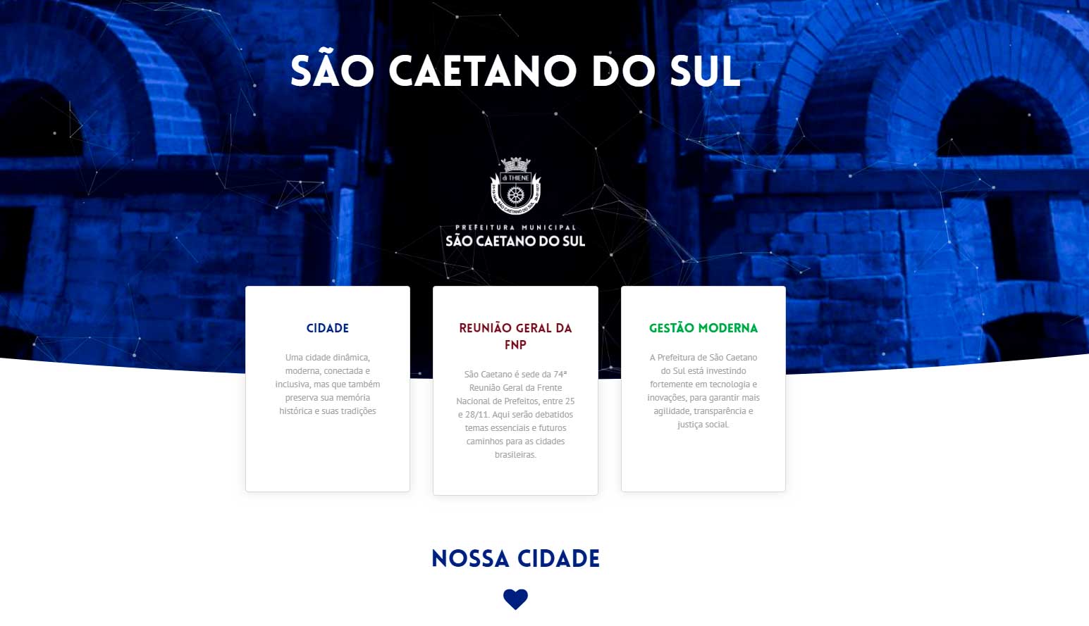 Produção de Landing Page Nossa Cidade - Prefeitura Municipal de São Caetano do Sul - Shout Agência de Publicidade